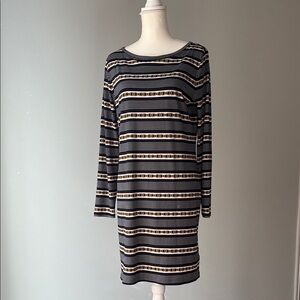 Michael Kors | Striped Longsleeve Chain Midi Dress